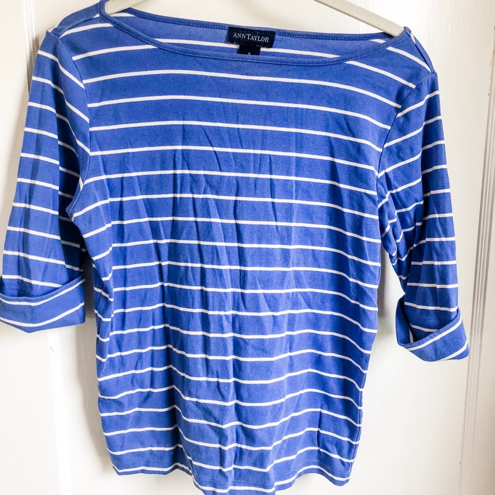 Ann Tayler Boat Neck Blue shirt